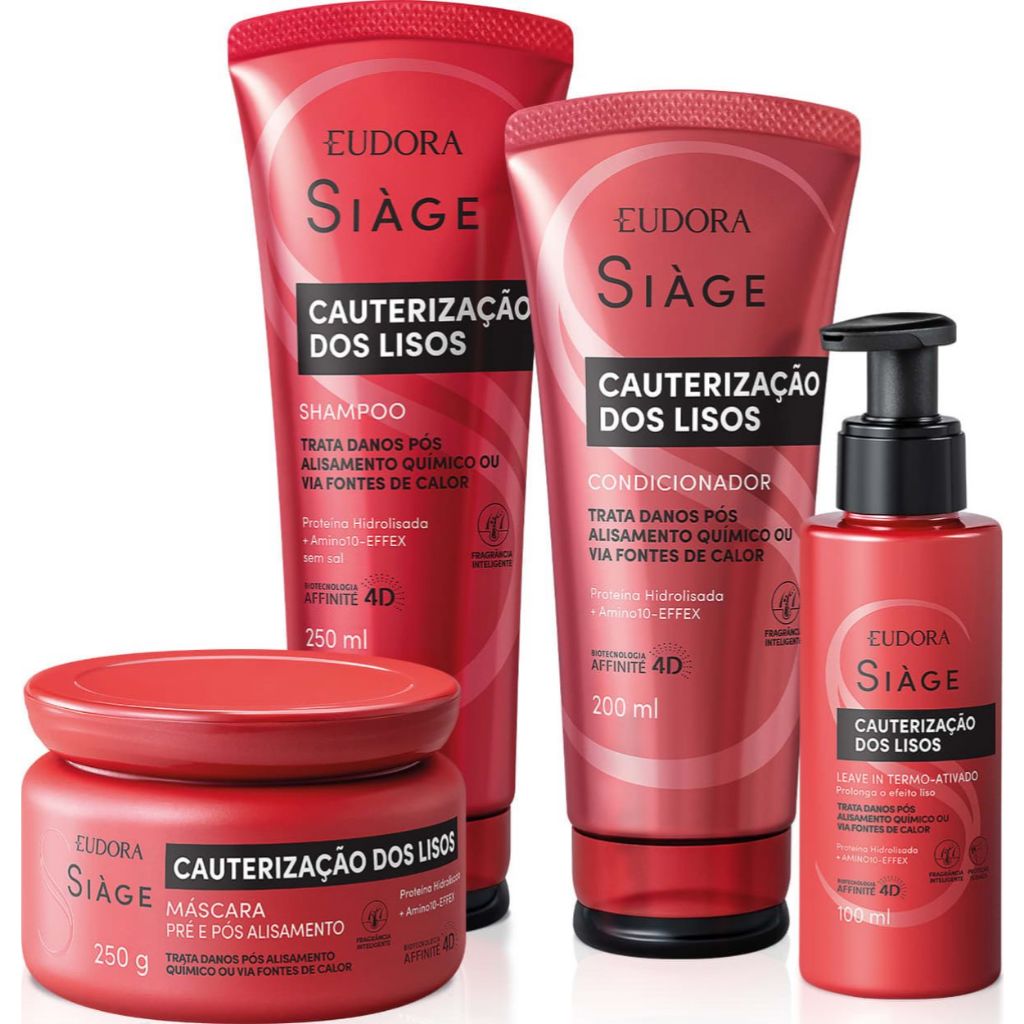 Siàge Cauterização dos Lisos: Shampoo 250ml + Condicionador 200ml + Máscara Capilar 250g+Leavin em Oferta na Shopee