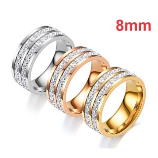 Anel Duplo Strass Cravejado Zircônia Aço Inox LINDO Não Escurece Não Mancha em Oferta na Shopee