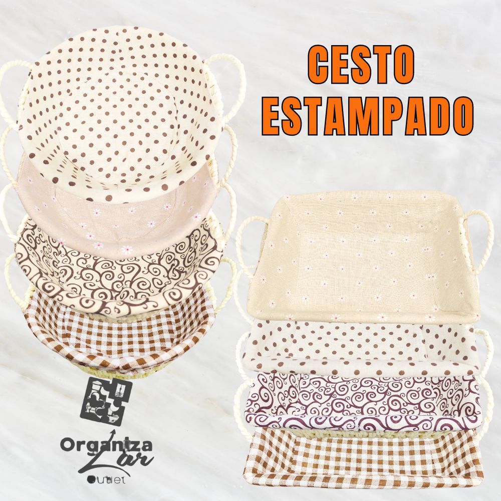 Cesto de Pão Redondo Retangular para Pães Bolos Organizador com Forro Estampados em Oferta na Shopee