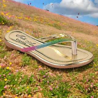 Rasteira Infantil Rasteirinha Colorida Casual Chinelo Strass Brilho Confortável Moda em Oferta na Shopee