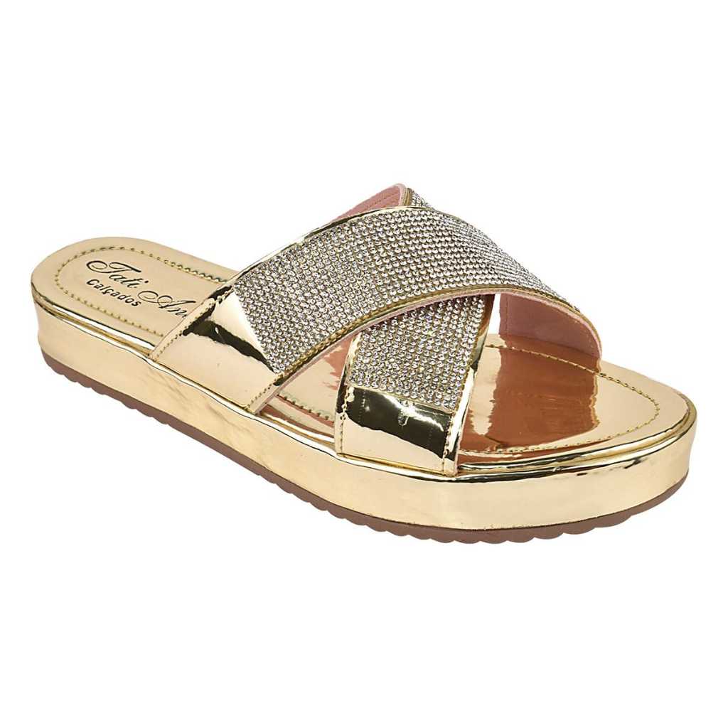 Sandalia De Strass Casual Confortável Tamanco Gáspea X De Brilho em Oferta na Shopee