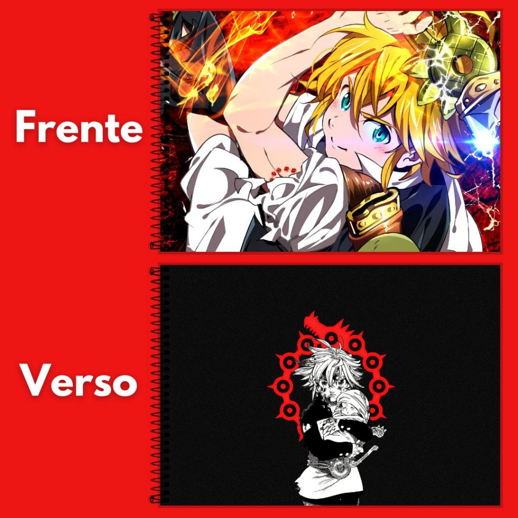 Caderno de Desenho Personalizado Anime Nanatsu no Taizai (The Seven Deadly Sins) -> 96 Folhas