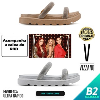 Sandália Papete Vizzano Strass Feminina Acompanha a Caixa do RBD Original com Nota Fiscal em Oferta na Shopee