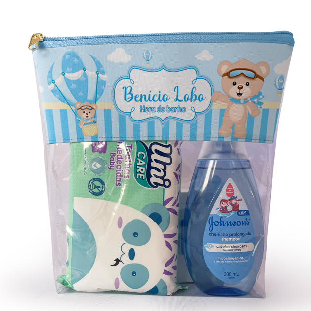 Necessaire Maternidade Higiene do Bebê Infantil Hora do Banho Ursinho Baloeiro