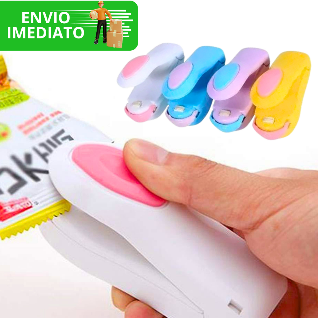 Mini Máquina Seladora A Pilha Com Imã De Geladeira Colorida Para Cozinha Lacra e Fecha