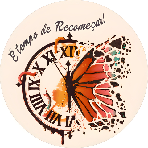 Painel Festa Infantil Redondo È Tempo de Recomeçar Borboleta Relógio + Arco, Suporte incluso. Fazemos personalizado com qualquer tema. Confeccionado em Lona fosca, impressão de alta resolução. cenário Circular p/ Decoração