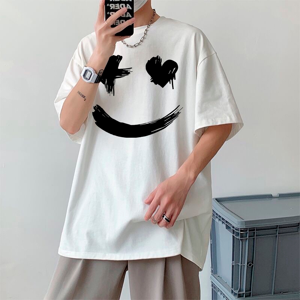 Camiseta Oversized Estilosa Skatista Smile Marshmellow Estamapada Confortavel Streetwear