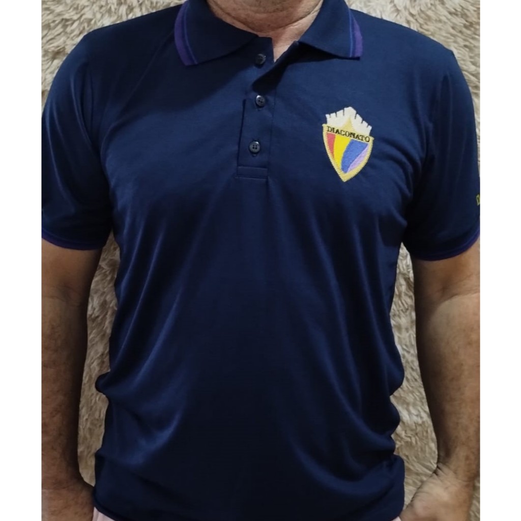 Camisa Polo PV Azul Diaconato Igreja Evangelho Quadrangular em Oferta na Shopee
