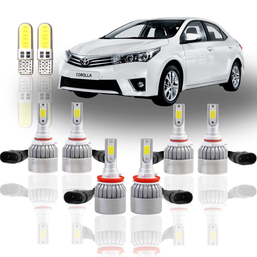 Kit Lâmpada Led (Farol Alto Baixo Milha Farolete) Toyota Corolla 2015 a 2019 HB3 H11 H11 T10 Super led Neblina Meia Luz em Oferta na Shopee