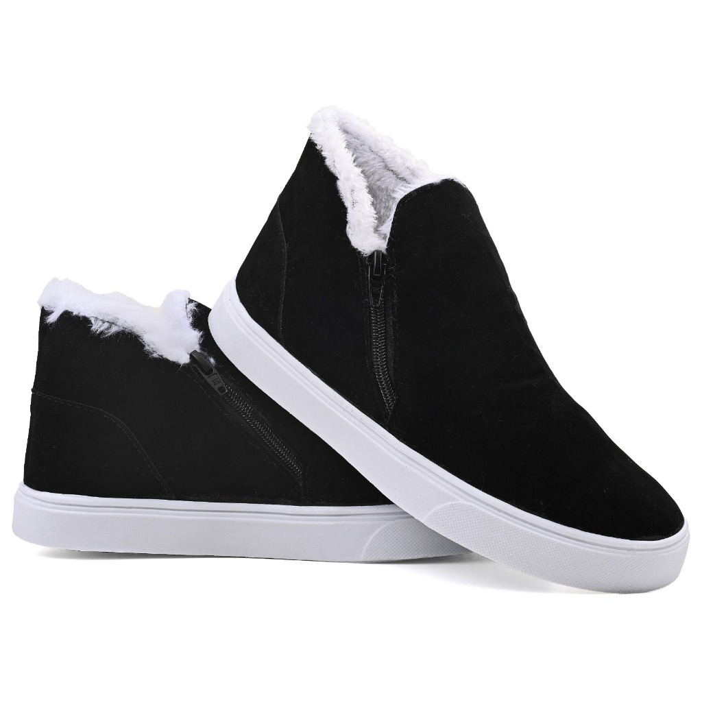 Tenis Botinha Feminino Bota Inverno Forrada Pelos Frio lã Peluciada Confortável