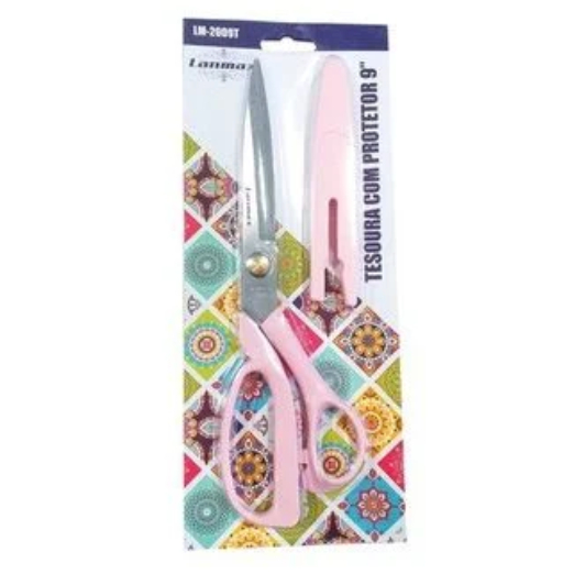 Tesoura Lanmax com Protetor JD-LM 2009T 23.2cm - 9 Polegadas - Rosa ou Azul em Oferta na Shopee