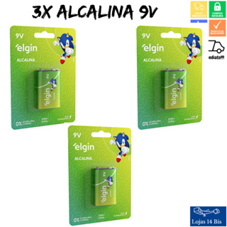 3 Baterias 9V Elgin Alcalina Cartela Bateria Energy Alta Durabilidade em Oferta na Shopee