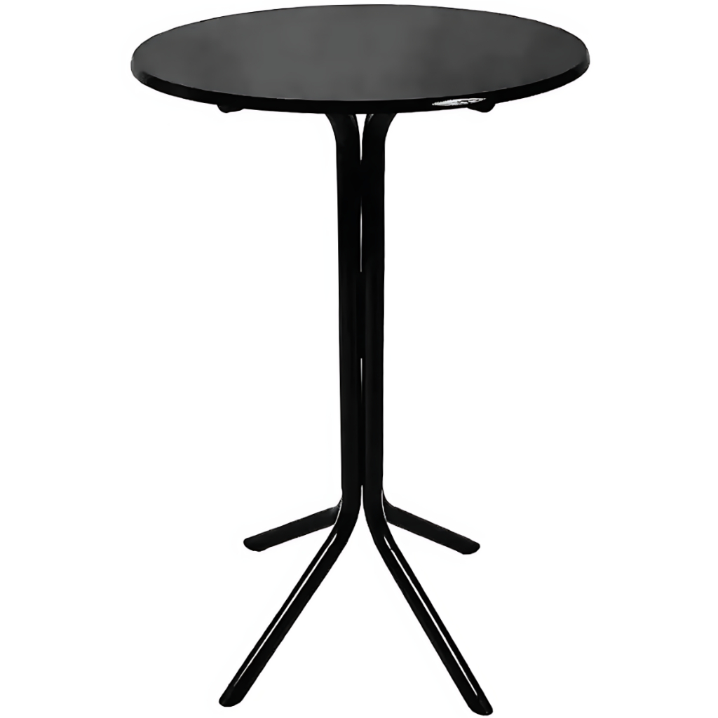 Mesa Bistrô Alta Estrutura de Aço Tampo MDF Redondo P/ Bar Cozinha Lanchonete Balcão Preto Resistente