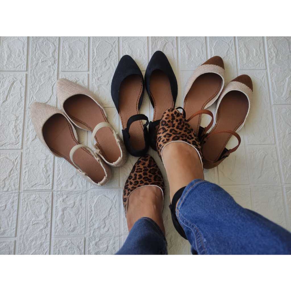 Sapatilha Feminina Aberta Rasteira Bico Médio Calça Fácil em Oferta na Shopee