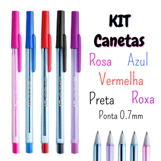 Kit  Canetas Esferográficas Compactor Ponta Fina 0.7mm  - 5 Cores em Oferta na Shopee