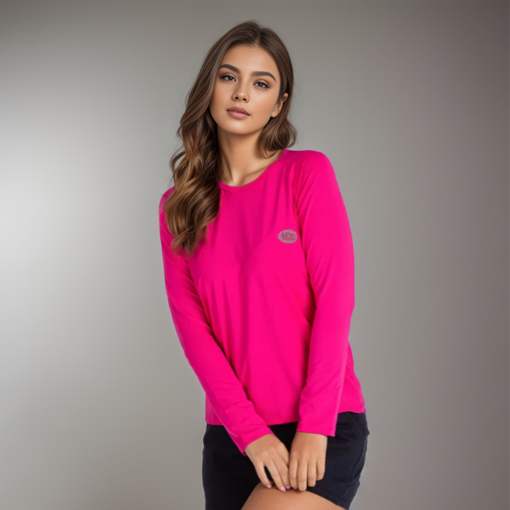 Camisa Proteção Uv Feminina Rosa Térmica Segunda Pele Solar Praia em Oferta na Shopee