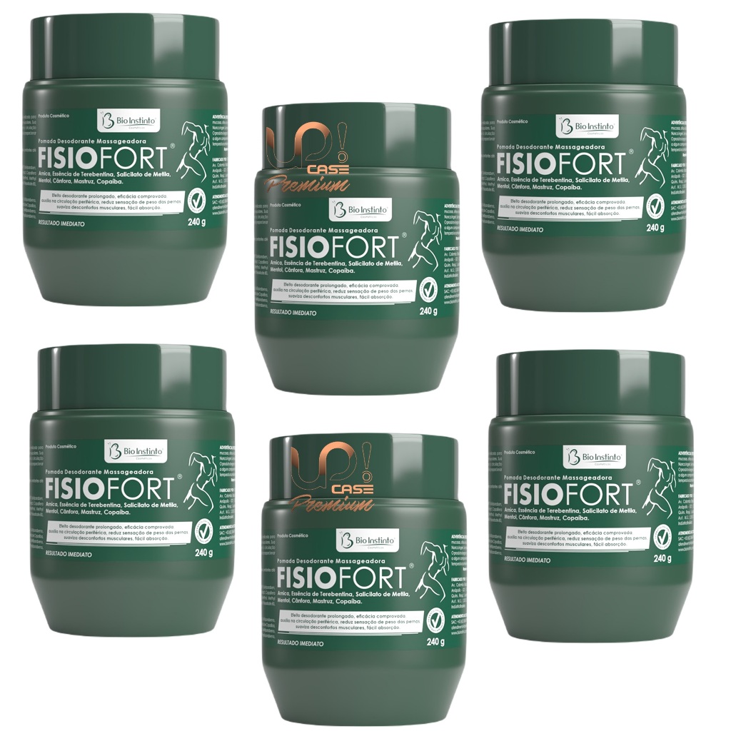 Kit 6 Unidades Pomada Massageadora FISIOFORT 240g Bio Instinto em Oferta na Shopee