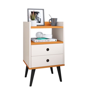Mesa de Cabeceira Moderna 2 Gavetas e Nicho Quarto Dream em Oferta na Shopee