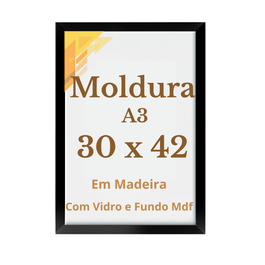 Moldura A3 30x42 Com Vidro Quadro Diploma Foto Certificado em Oferta na Shopee