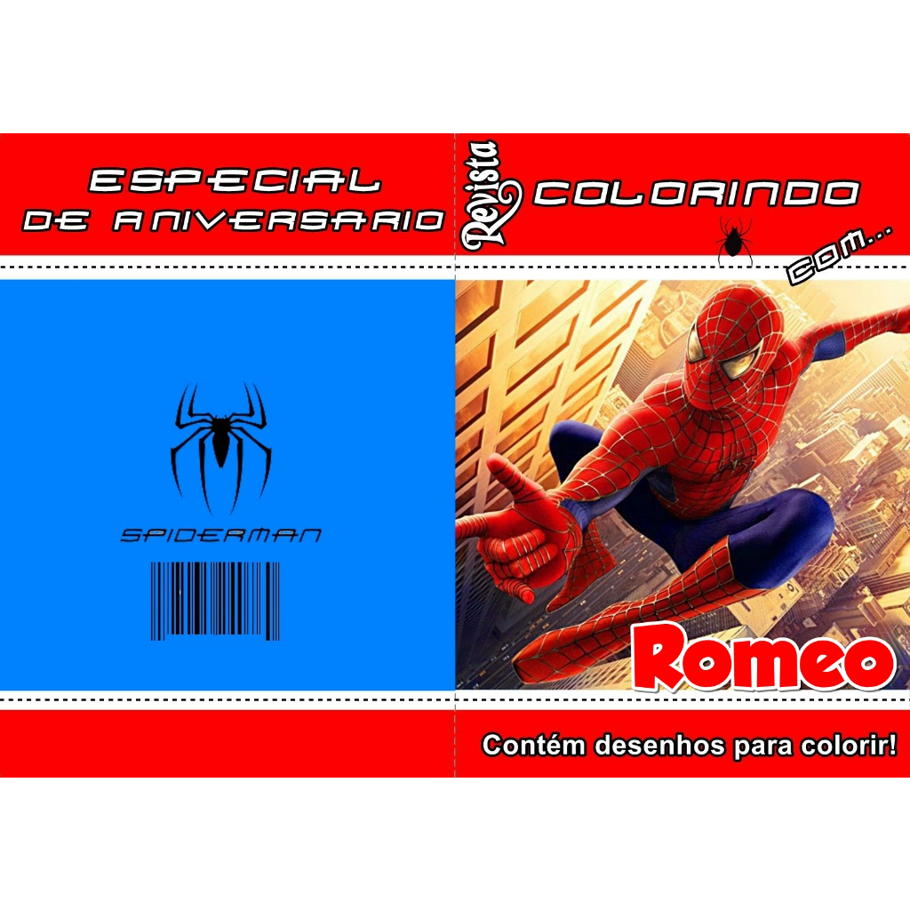 10, 20 OU 30 Livros De Colorir Personalizado / Revistinha de Colorir - HOMEM ARANHA- GRANDE-CAPA PAPEL DE FOTO