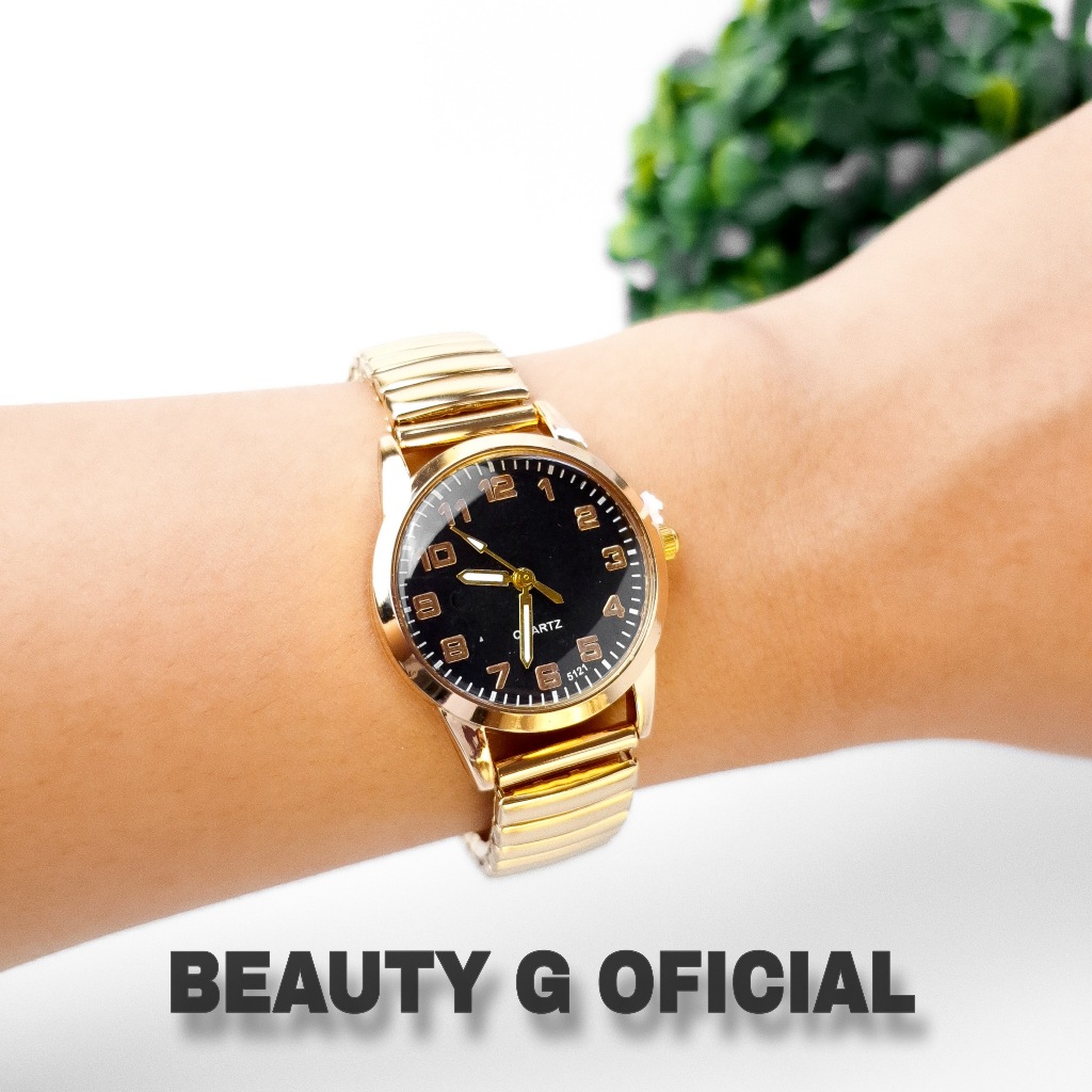 Relogio Feminino De Pulso Elegante Redondo Tamanho Pequeno Com Pulseira Elastica Em Aço