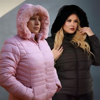 Jaqueta Feminina Plus Size Jaqueta Puffer Feminino Blusa de Frio Plus Size Bobojaco Femini...