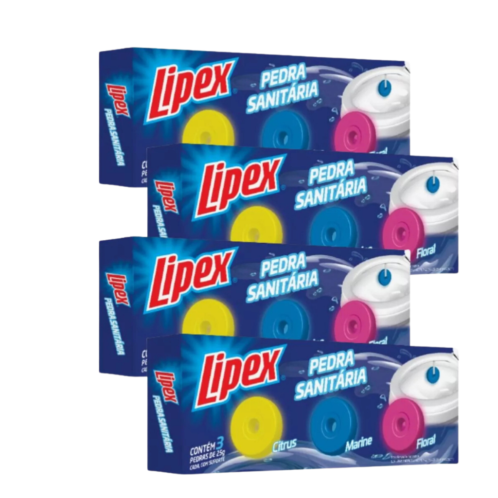 Pedra Sanitária Detergente Banheiro Lipex Kit C/ 12 Unidades