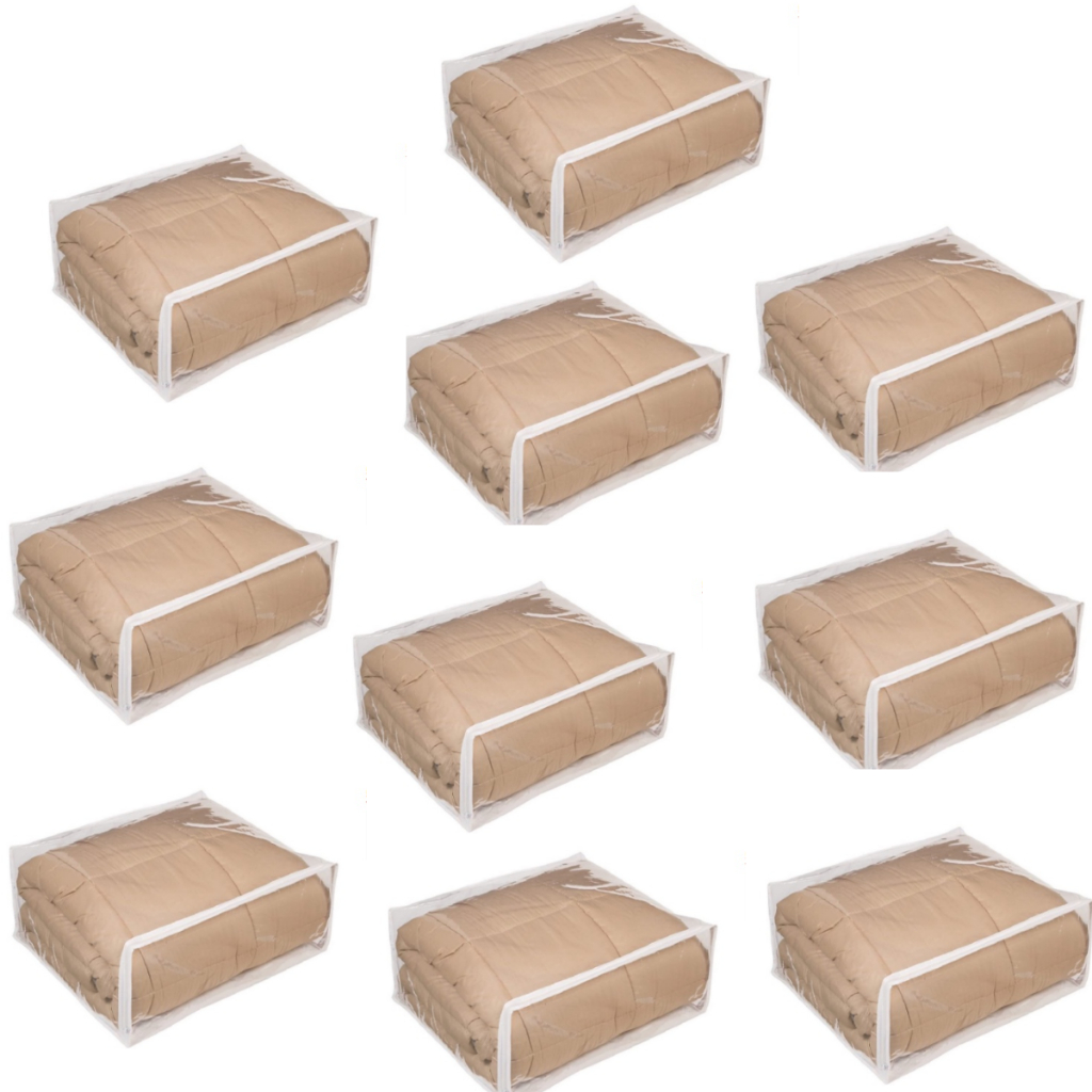 Embalagem Para Cobreleito Casal Em Pvc -kit 10 Unidades