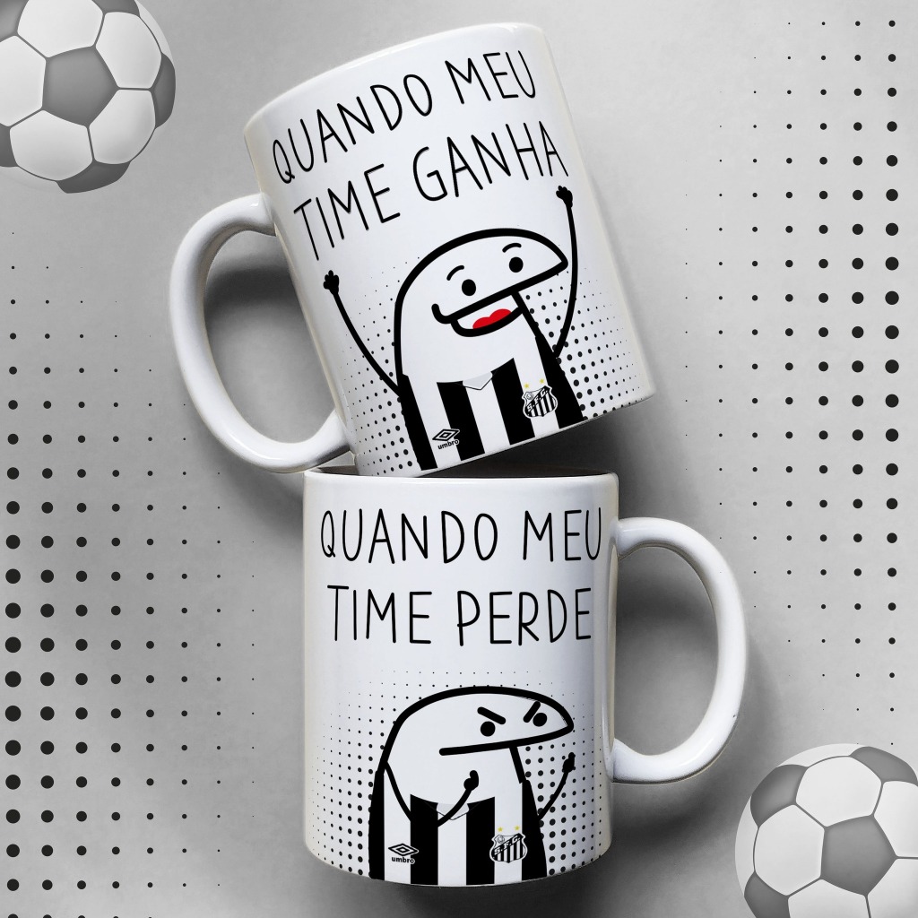 Caneca FLORK Torcedor Santos Quando meu time ganha e Quando meu time perde