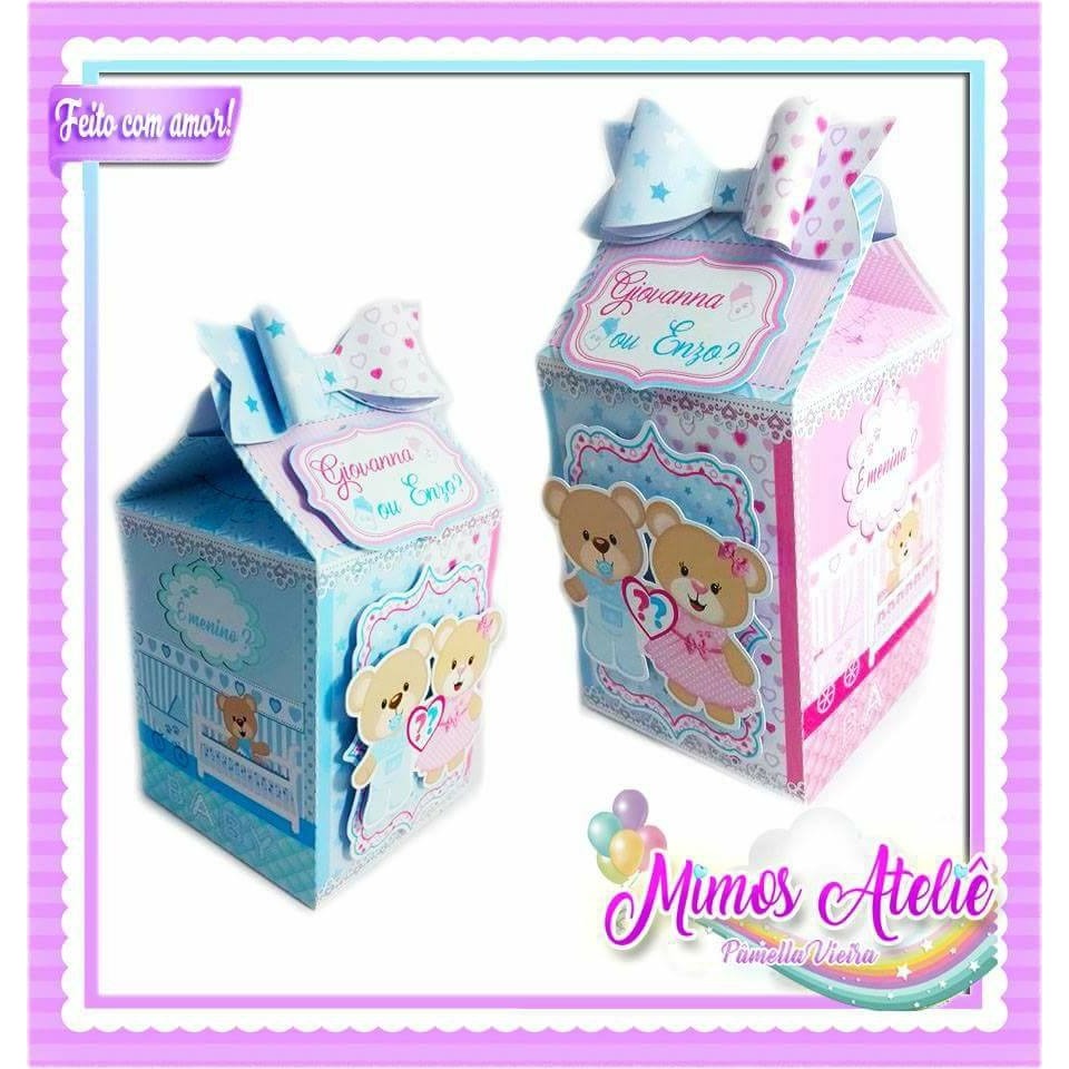 kit  30 mimos personalizados Caixinhas para Aniversario LEMBRANCINHA DE FERSTA TEMA: CHA REVELAÇAO URSINHO ROSA E AZUL / cod.134 LEIA  A DESCRIÇAO