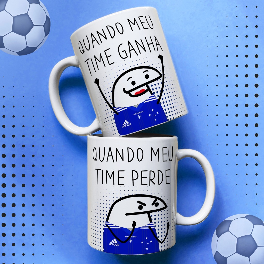 Caneca FLORK Torcedor Cruzeiro Quando meu time ganha e Quando meu time perde