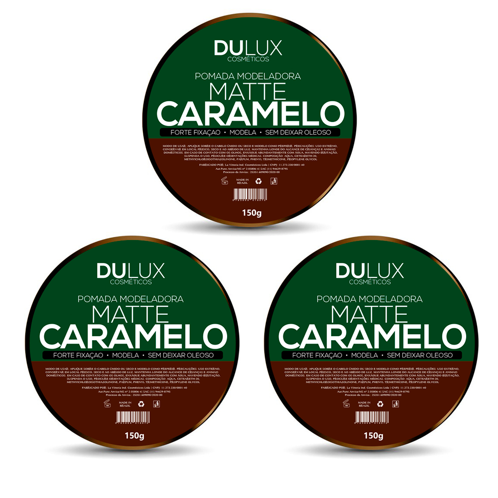 3 Cera Modeladora Dulux Matte Caramelo 150g Cabelo E Barba