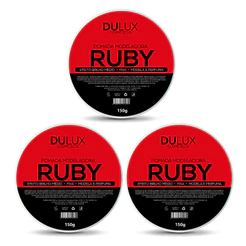 3 Cera Modeladora Ruby 150g Dulux Cabelo e Barba Premium Pomada Masculina Barbeiro BarberShop Kit