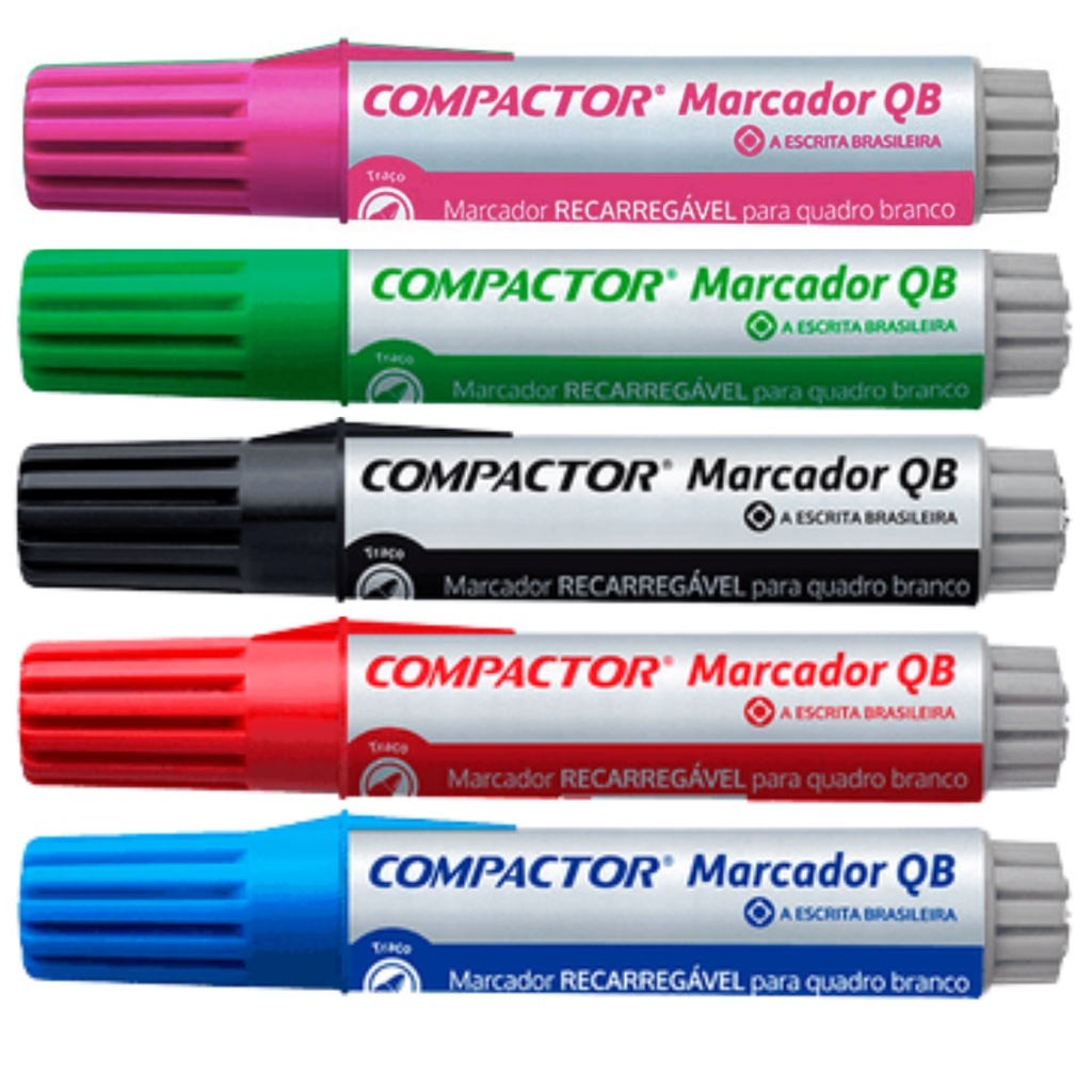 Kit Marcador Para Quadro Branco Recarregável Compactor / Escolar , Lousa em Oferta na Shopee