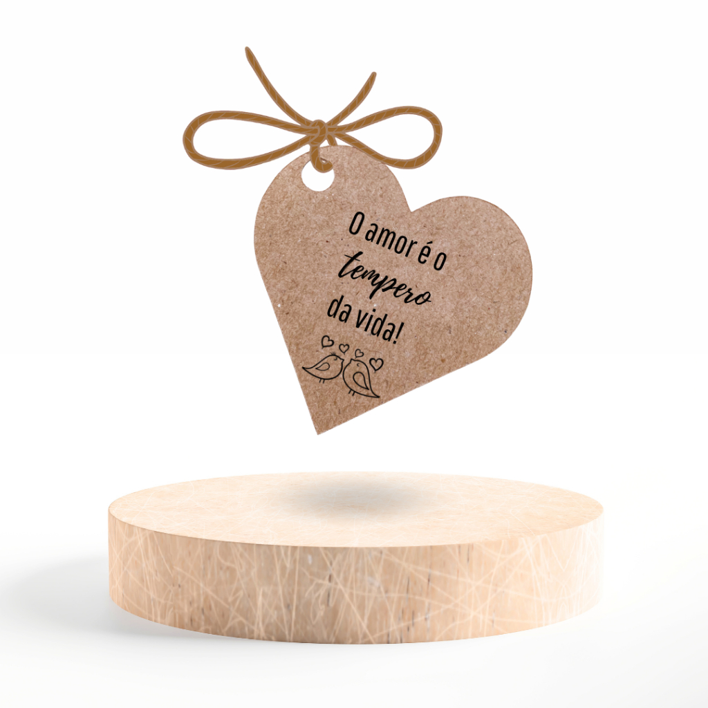 Tag kraft para lembrancinhas O amor é o tempero da vida- Coração em Oferta na Shopee