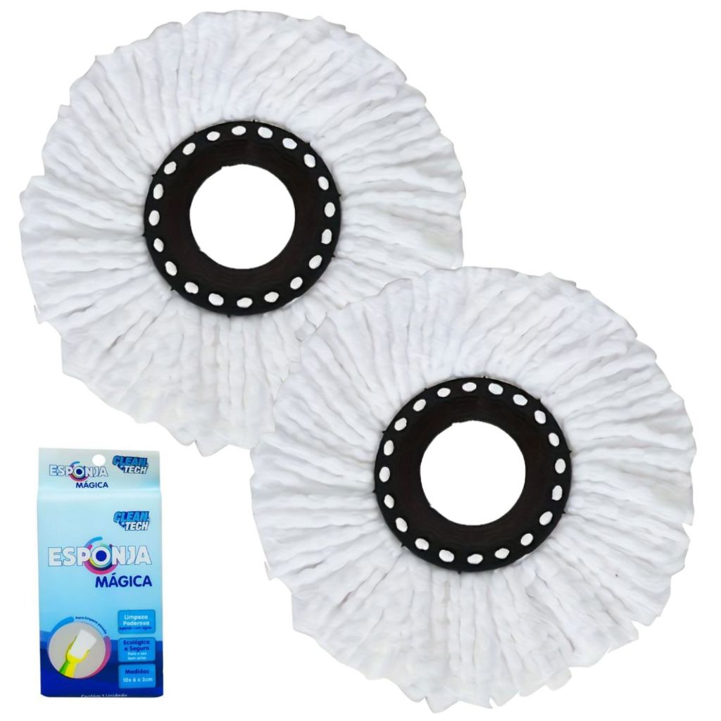 Kit 02 Refil Mop Giratório 13,5 cm Esfregão de Limpeza 100% microfibra Universal