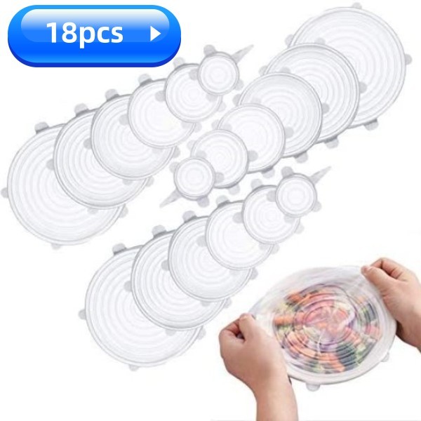 Kit 18 Tampas Silicone Panela Pote Universal Flexível Lavável Silicone em Oferta na Shopee