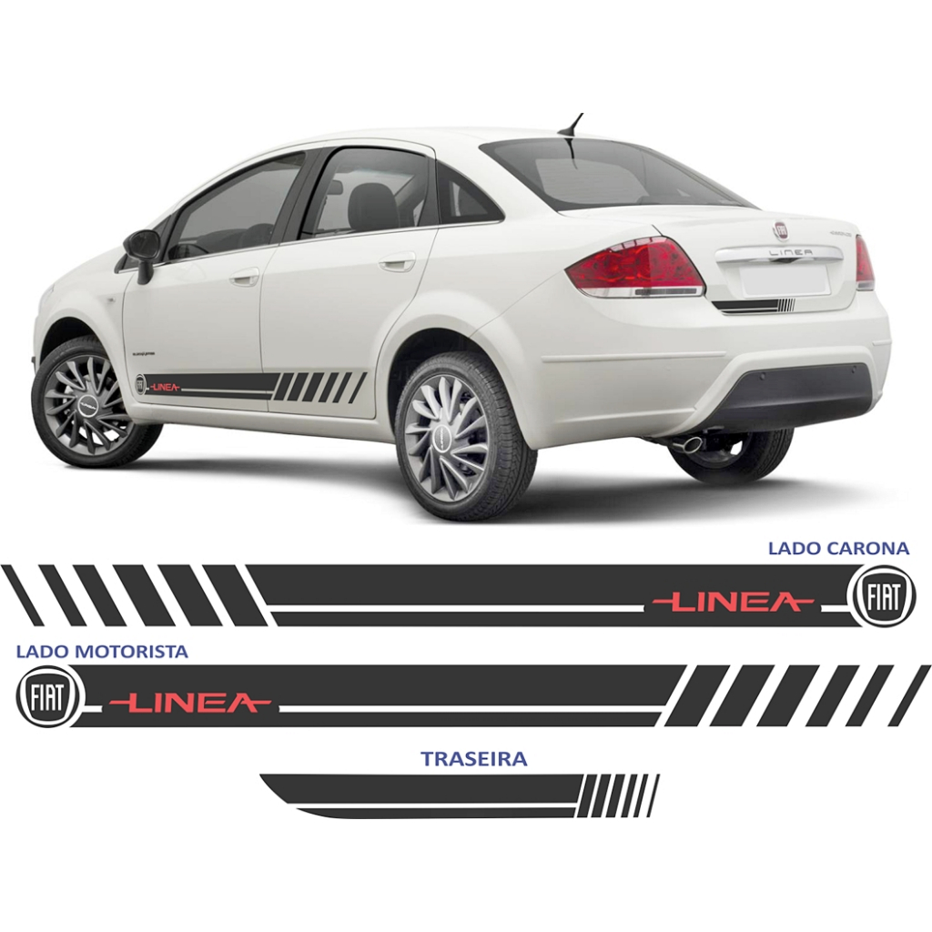 Faixa Lateral Fiat Linea Faixa Auto Adesiva Colante