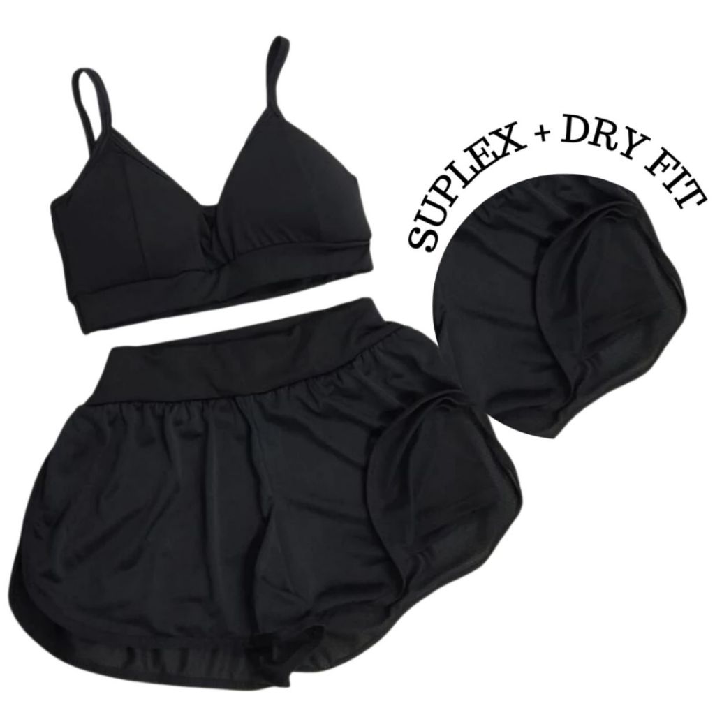 Conjunto Top Alcinha e Shorts Duplo DryFit Fitness Treino Academia Corrida