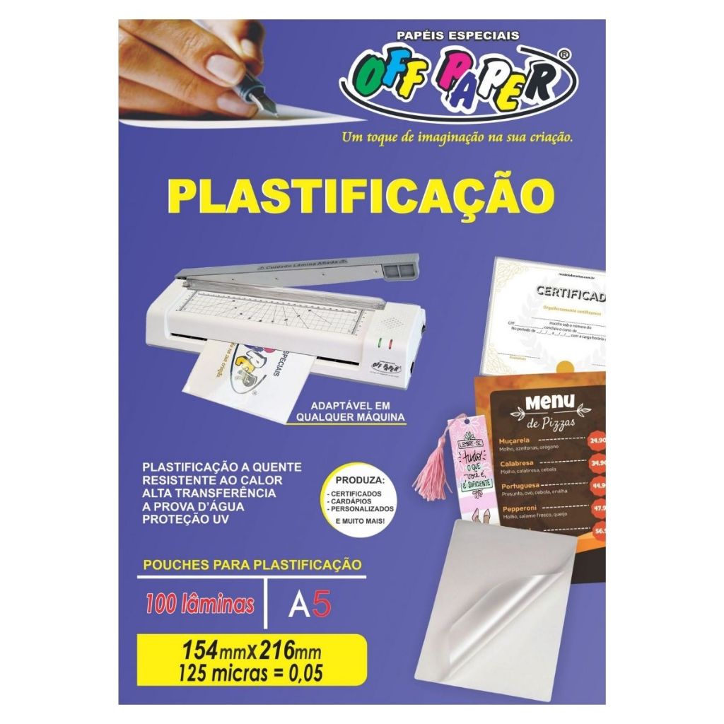 Plástico Para Plastificação A5 - POLASEAL 125 Micras 100 fls Off Paper em Oferta na Shopee