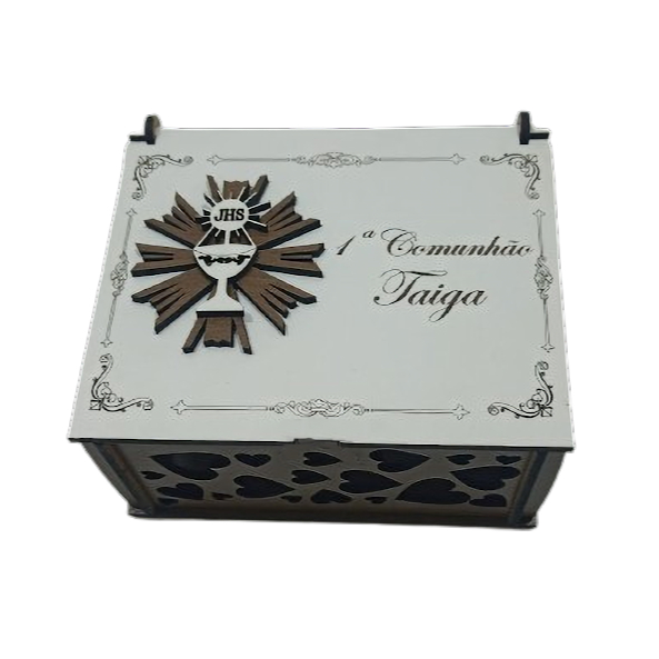 Caixa 1ª Comunhão Personalizada 14x12x6,5 Mdf - 1 Unidade em Oferta na Shopee