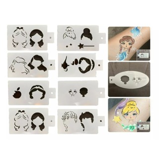 Stencil rosto bonecas Estêncil pintura corporal molde meninas princesas 8 peças 14x7.5cm em Oferta na Shopee