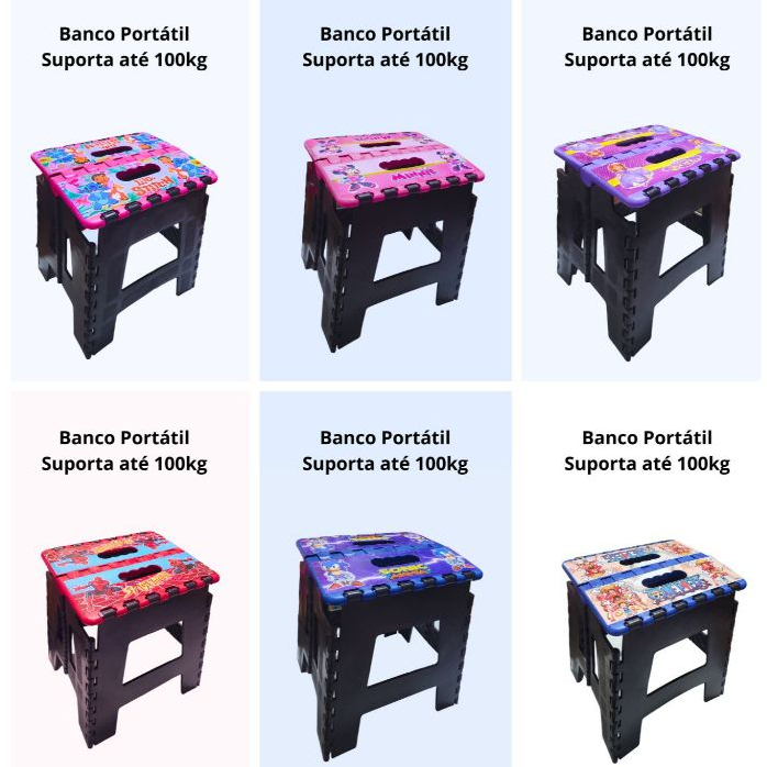 BANQUINHO PORTÁTIL (BRINDE ADESIVO *NÃO VAI COLADO*)  SUPORTA ATÉ 100 KG em Oferta na Shopee
