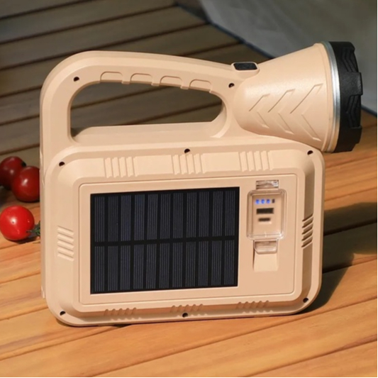 Lanterna Recarregável Grande Com Placa Solar e Carregador Portatil Luz Potente e Efeito de Fogueira