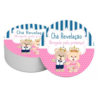 60 Etiquetas Adesivas 4cm Chá Revelação Urso em Oferta na Shopee