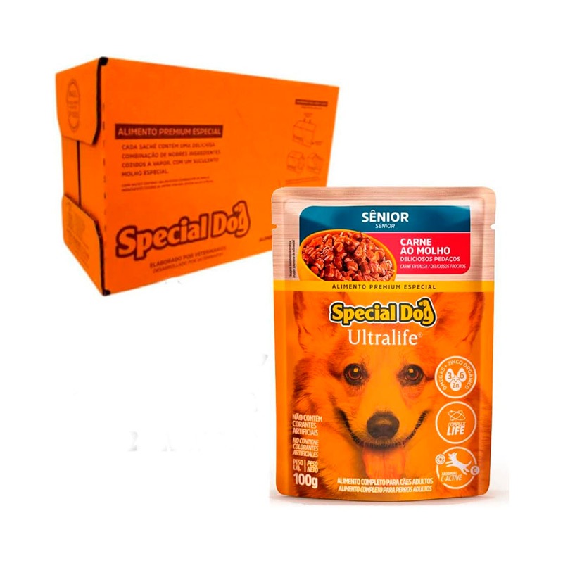 Caixa 12un Ração Úmida Special Dog Sabor Carne Para Cães Sênior em Oferta na Shopee