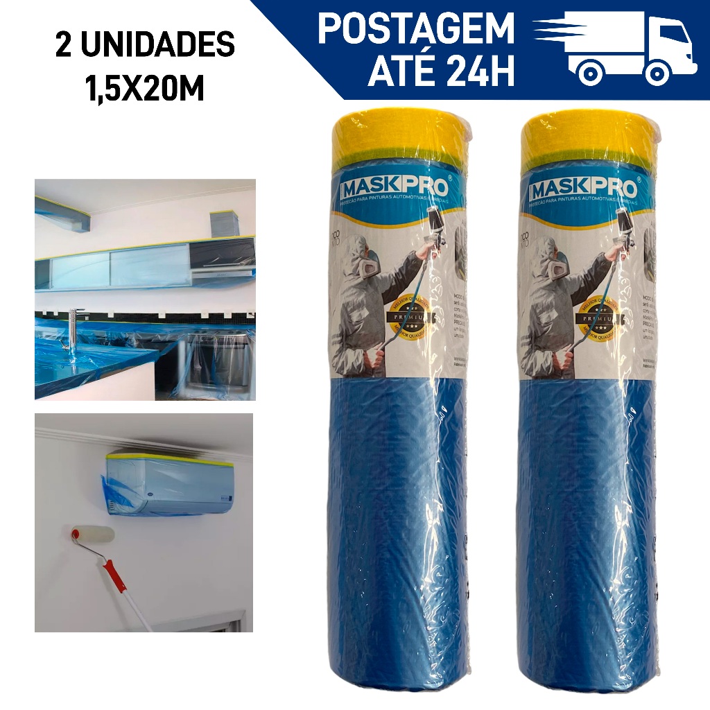 Kit 2 Filme de Mascaramento Eletrostático Com Fita Crepe 1,5M X 20M em Oferta na Shopee