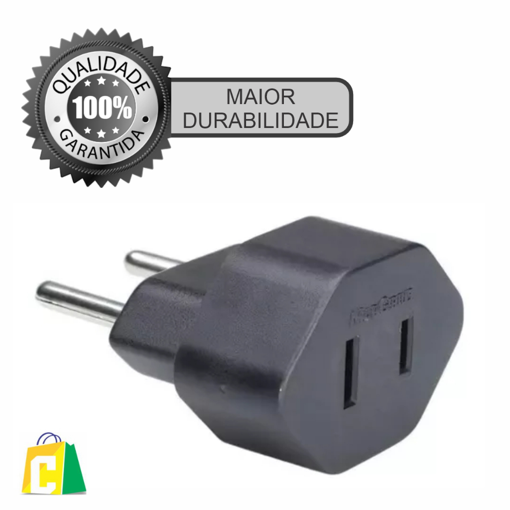 Adaptador Chato 2 Pinos 10A  Americano P Redondo Margirius em Oferta na Shopee