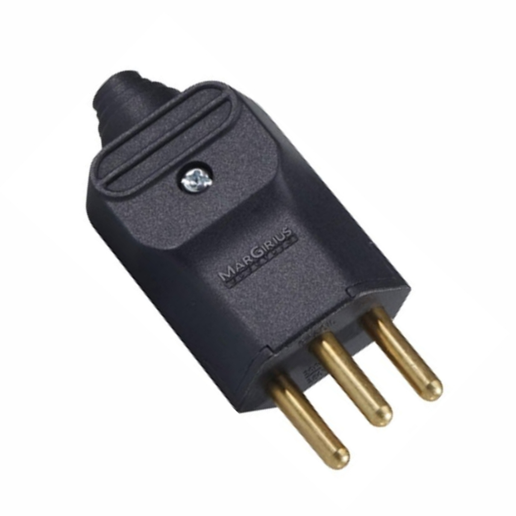 Plug Macho 2P+T 20A 250V 3 Pinos Preto Margirius em Oferta na Shopee