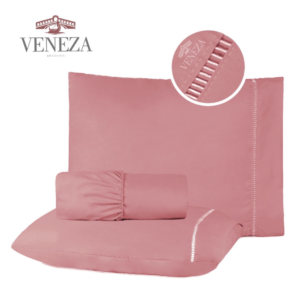 Jogo de Lençol Percal Ponto Palito 400 fios Solteiro Casal Padrão Queen e King